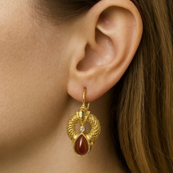 CAROLINA HERRERA PIECED EAR DOOR KNOCKER DANGLE EARRINGS - RARE! - Picture 1 of 10